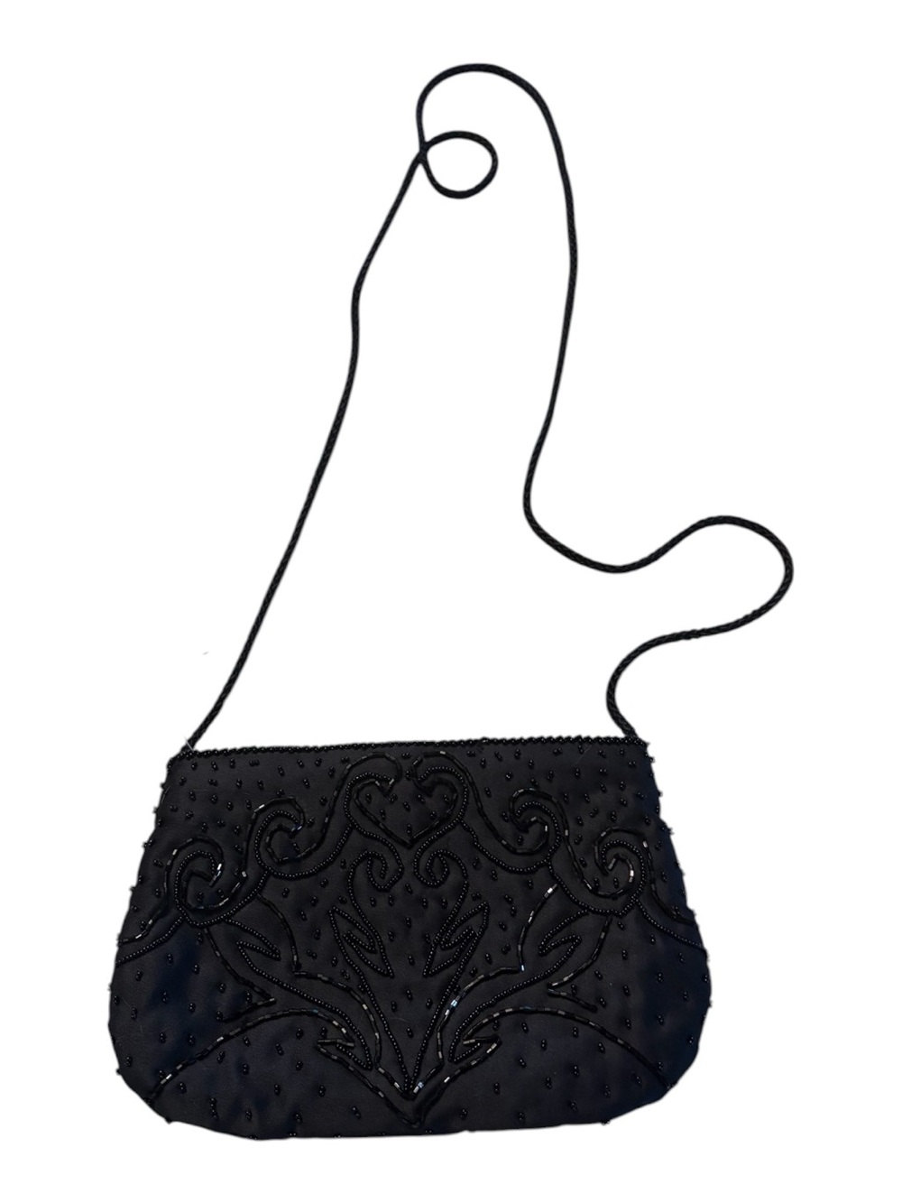 Vintage Black Beaded Evening Bag | Handmade Beadwork Purse